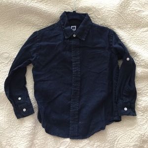 Boys Navy Long Sleeve Linen Shirt